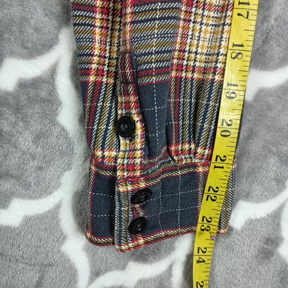 Patagonia Shirt Womens 6 Navy Red Plaid Fjord Flannel Henley Organic Cotton - Picture 10 of 11